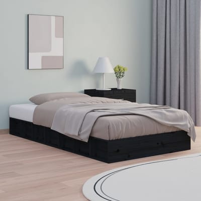 vidaXL - Bedframe - massief - hout - zwart - 75x190 - cm