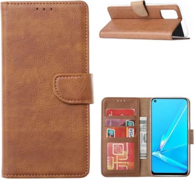 LuxeBass Hoesje geschikt voor Oppo A52 hoesje book case Bruin - telefoonhoes - gsm hoes - telefoonhoesjes