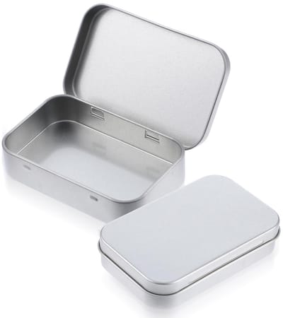 Dailygoods- Opbergdoos Robuust - Metalen Doos - Blikje met Deksel - Mini-Opbergdoos - Container voor Snoep - 95×60×20mm - Goede Afdichtingseigenschappen - Opbergblik
