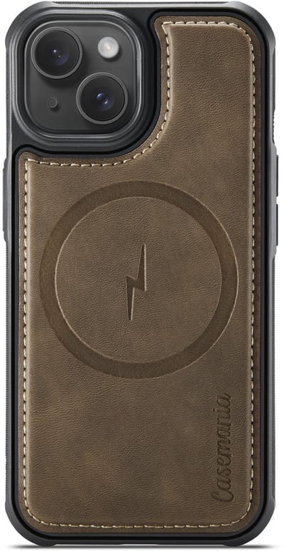 Casemania Hoesje Geschikt voor Apple iPhone 13 - Sienna Brown - Magnetische Telefoonhoesje Compatibel met MagSafe - Kunstleer Back Cover met Anti-Slip Grip Randen
