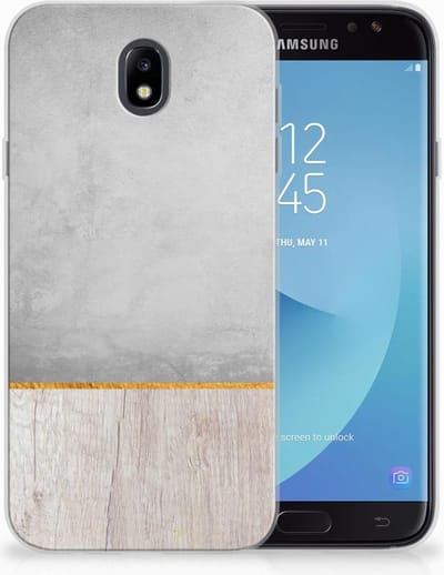 Samsung Galaxy J7 2017 | J7 Pro Bumper Hoesje Wood Concrete