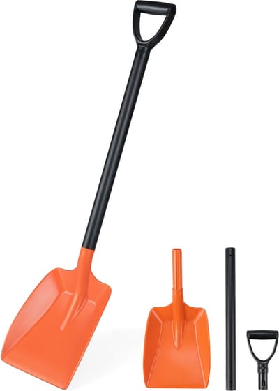COSTWAY Sneeuwschep 111 cm, Sneeuwruimer met Ergonomisch Handvat & Aluminium Steel, Lichtgewicht voor Oprit en Sneeuwpoppen Maken (Oranje, 111 cm)