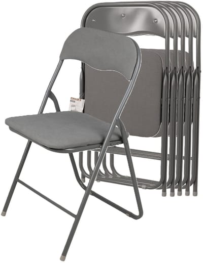 Urban Living Klapstoel - 6x - met stoffen zitting - antraciet - 44 x 45 x 80 cm - metaal - Bijzet stoelen - Inklapbaar