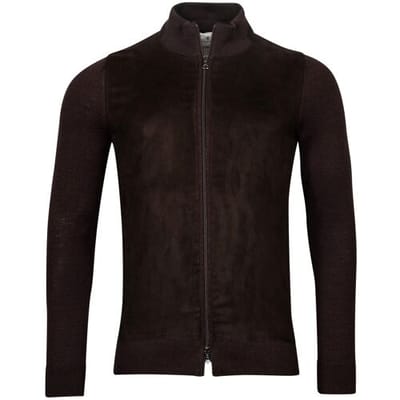 Thomas Maine Vest Luxury Bomber Suède and Knitted Fabric Mix Donker Bruin / male
