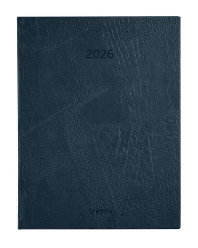 Brepols bureau agenda 2026 - OPTIVISION LARGE [0.117] - LUCCA - Bureau agenda - 1 week op 2 pagina's - Weekoverzicht - Donker blauw - 17.1 x 22 cm