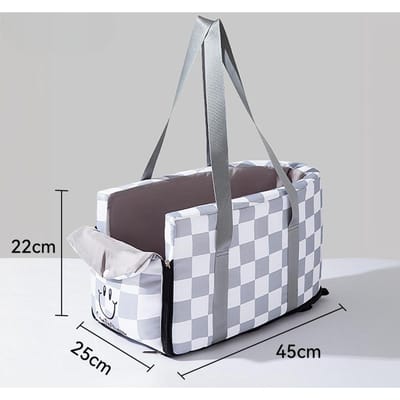 Sac de transport pour animaux de compagnie pour sorties à la mode Plaid Contrôle central Voiture Niche Chat Siège auto Sac de sortie Niche gray