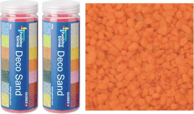 Glorex Hobby zandkorrels/kleine kiezelsteentjes - 2x - oranje - 480 gram - vulmateriaal vazen/terrariums