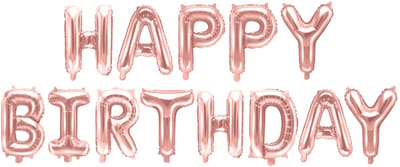 'Happy Birthday' ballon set - 35 cm letters - Rosé-goud - Geschikt voor lucht & helium - Herbruikbaar