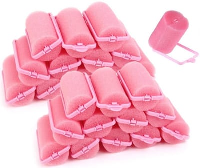 Heatless Curls - 24 Stuks - Zachte Schuim Rollers 30 mm - Krullen Zonder Hitte - Schuimspons Krulspelden - Geschikt voor Vrouwen, Meisjes en Thuisgebruik - Roze