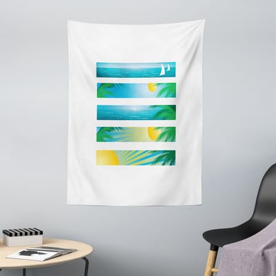 ABAKUHAUS Strandtapijt, Banner Stripes Exotic, 110 x 150 cm, blauw
