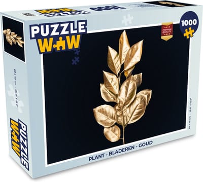 Puzzel Plant - Bladeren - Goud - Zwart - Luxe - Legpuzzel - Puzzel 1000 stukjes volwassenen