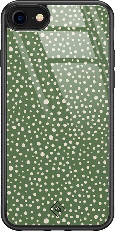 Casimoda® hoesje - Geschikt voor iPhone 8 - Green Dots - Luxe Hard Case Zwart - Backcover telefoonhoesje - Groen