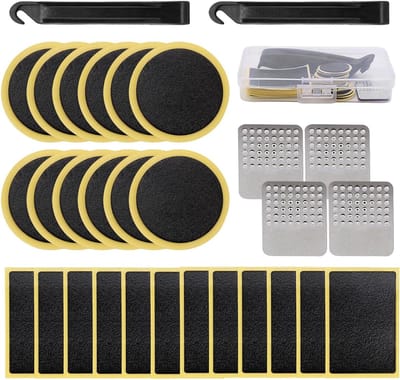 Fietsband reparatieset - Band plakset - Onderweg repareren - Zelfklevende patches - Compact formaat - Zwart
