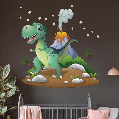 Muurstickers - Tyrannosaurus Rex op een eiland - Zelfklevende stickers - 110x165cm