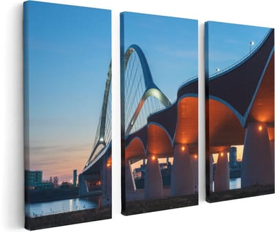 Artaza Canvas Schilderij Drieluik Oversteek Brug in Nijmegen - 120x80 - Foto Op Canvas - Canvas Print
