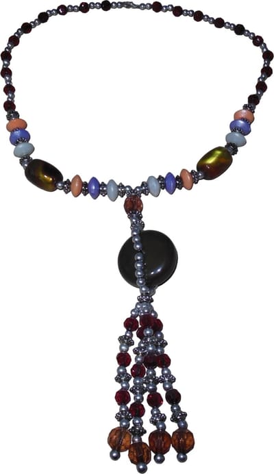 Ketting zilver en diverse kleuren patronen met hanger