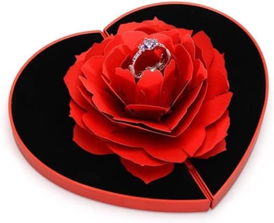 Elegante 3D Rozen Ringdoos voor Verlovingsringen, Trouwringen en Valentijnsdag Cadeaus