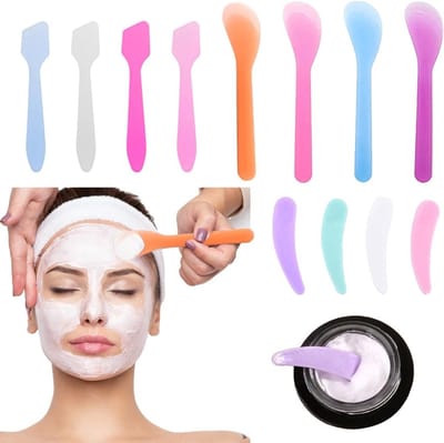 12-delige Make-up Accessoire Set met Plastic Spatels, Mini Lepels en Schrapers voor Cosmetische Maskers en Reiniging
