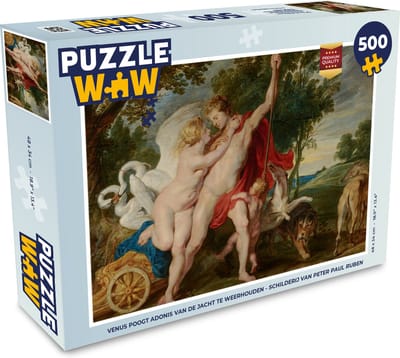 Puzzel Venus poogt Adonis van de jacht te weerhouden - Schilderij van Peter Paul Rubens - Legpuzzel - Puzzel 500 stukjes