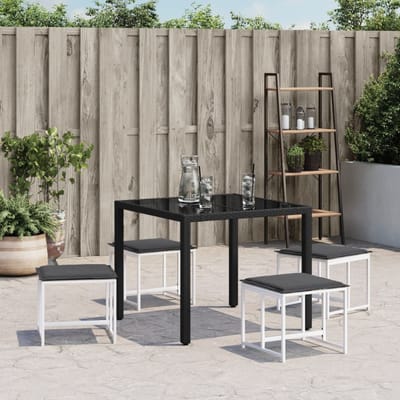 vidaXL - Tuinkrukken - 4 - st - met - kussens - staal - en - textileen - wit