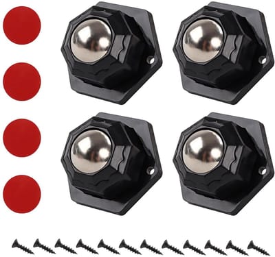 4 Stuks Kogelwielen, Zware Belasting, Meubelwielen, Platte Wielen voor Meubels Klein, Zelfklevend Rolwiel voor Meubels, Keukengerei, Opbergdozen (Zwart)