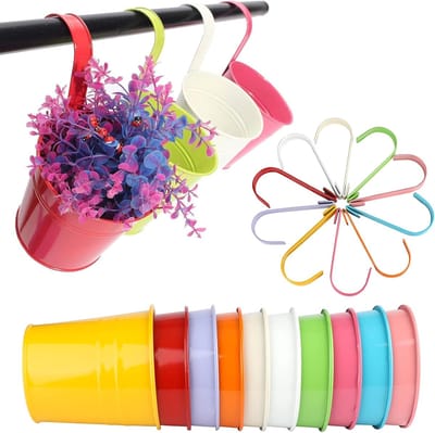 Kleurige hangende bloempotten - duurzaam ijzer - pack van 10 - 10 cm