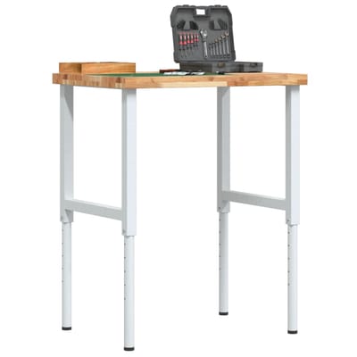 vidaXL - Werkbank - rechthoekig - 80x60x(73-99,5) - cm - massief - acaciahout