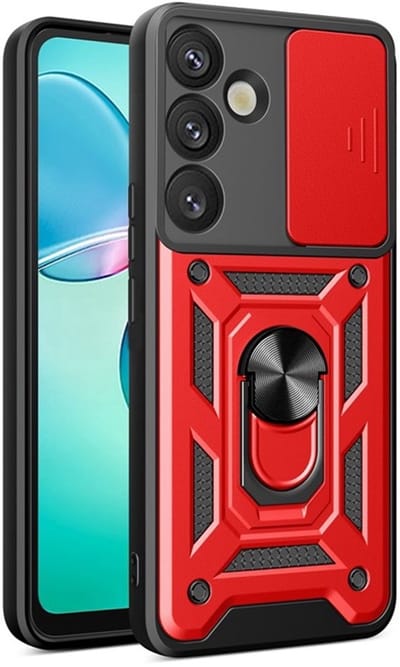 Coverup Hoesje - Geschikt voor Samsung Galaxy A57 Hoesje - Coverup Armor Ring Kickstand Back Cover met Camera Shield - Rood