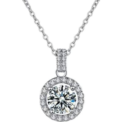Mosan Diamanten Ketting Dames Nieuwe 925 Sterling Zilveren Ronde Tashanger Vol Diamanten Ronde Sleutelbeen Choker Sieraden 5 Karaat gray