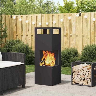 Buitenhaard Staal - Terrashaard Tuinhaard - Buiten Verwarmen - Roestbestendig Design - 35x35x100cm - Zwart