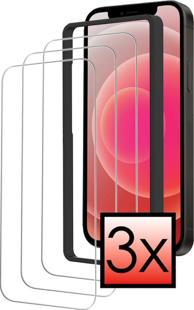 Screenprotector - 3 stuks - Geschikt voor Apple iPhone 12 - Met Installatie Frame - Beschermglas - Gehard Glas - Tempered Glass - Screen Protector - Inclusief Montage Kit