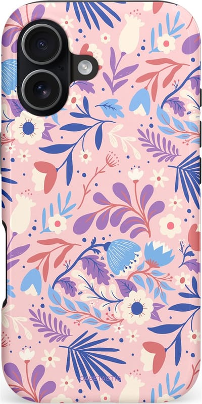 Casetastic hoesje geschikt voor Apple iPhone 17 - MagSafe - Dubbellaagse bescherming - Bloeispel - Fashion Case - Lichtroze Lavendel Crème Lichtgrijs