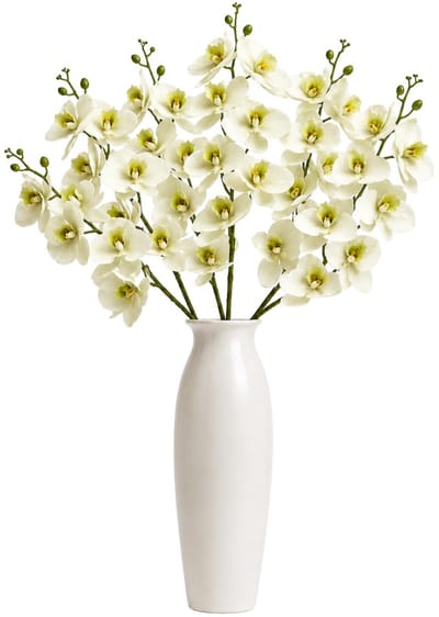 Bellatio Design Kunstbloem Orchidee Bora - 5x - wit - 108 cm - losse stelen - kunst zijdebloemen - Phalaenopsis