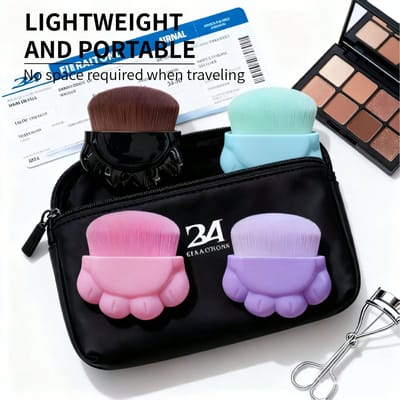 1 stuks Kattenpoot Mini Make-up Kwast, Zacht Haar Poeder Verf Foundation Make-up Kwast, Draagbare Set Make-up Tool Met Doos
