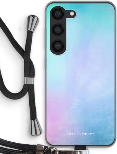 Hoesje met koord geschikt voor Samsung Galaxy S23 hoesje met Koord - Mist pastel - Telefoonhoesje met Zwart Koord - Bescherming aan alle Kanten en Over de Schermrand