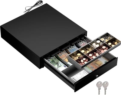 Geldcassette - Zwart - 35 x 40 cm - Automatische Opening met Sleutel - Voor Kleine en Middelgrote Bedrijven