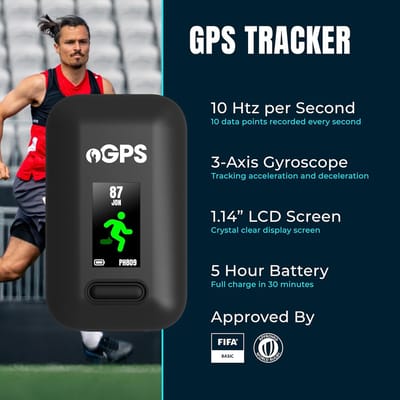 ProTrack Elite GPS Sport Tracker Vest Systeem – 1,14” GPS Performance Tracker met 18 Metrics, Bluetooth, 2GB Opslag & 60 Dagen Abonnement voor Voetbal, Rugby & Hockey Training