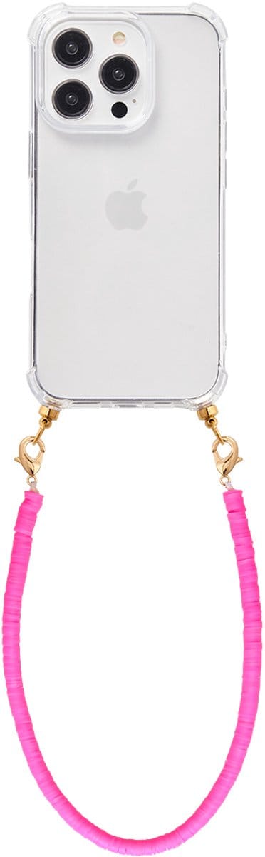 Casies hoesje geschikt voor Apple iPhone 11 met koord - Roze kralen ketting - short size - Cord Case Candy Beads