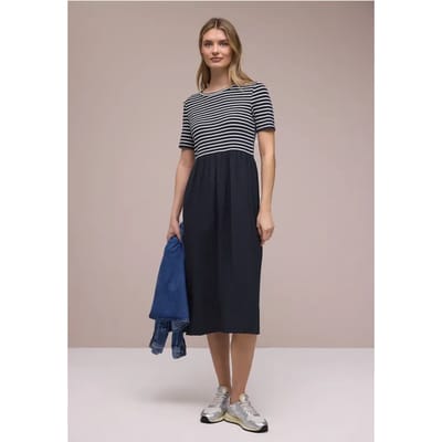 Midi-jurk met structuurmix
