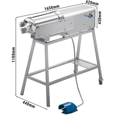 GGM Gastro Elektrischer Wurstfüller - 50 Liter - 560 Watt - Edelstahl - inkl. Fußbedienung & 3 Füllrohre
