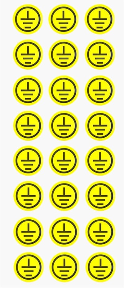 Cosensi - ISO Safety Sign - Gele Aardingsstickers - Sterke hechting - 2 cm - Waterdicht - Veiligheidswaarschuwingslabels - Geschikt voor elektrisch...