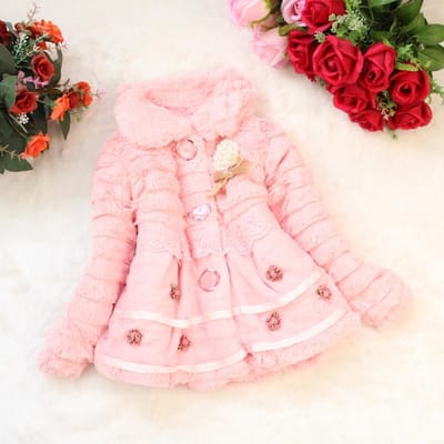 Kinderen Meisje Faux Fur Warme Jas Peuter Baby Fleece Jas Bovenkleding Sneeuwpak Kleding 10 roze