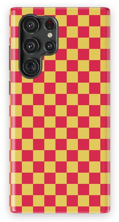 Design Hoesje Samsung Galaxy S22 Ultra | Geschikt Voor Mag | Tiny Squares Checkered Print | Backcover Samsung Galaxy S22 Ultra Cherry Checker