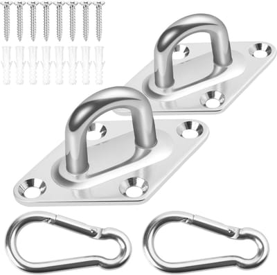 Hangmat Ophangset - Schommel Haken - Buiten Ontspannen - Roestvrij Staal - 1000lbs Capaciteit - Zilverkleurig