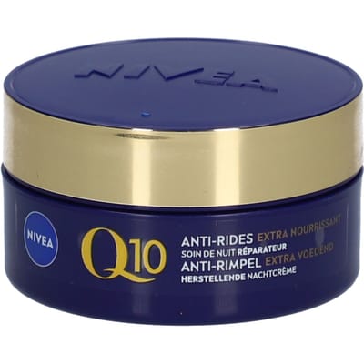 NIVEA Q10 Anti-Rimpel Nachtcrème voor Vrouwen - Extra voedend - Gezichtscreme Droge tot Zeer Droge Huid - Anti-Rimpel Crème - Creatine – 50 ml