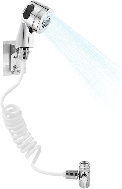 Handdouche voor Wasbak, 4-delige Set met Douchekop, Verlengstuk voor Badkamer, Ideaal voor Haarwassen en Hygiëne, Inclusief Houder voor Gemakkelijk Gebruik