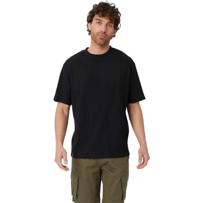 Threadbare Effen geribbeld T-shirt voor heren met normale pasvorm (Zwart)