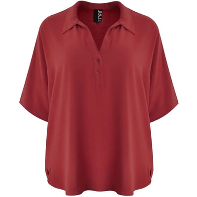 Blouse met puntkraag in crêpe dames Mat Fashion Airwashed