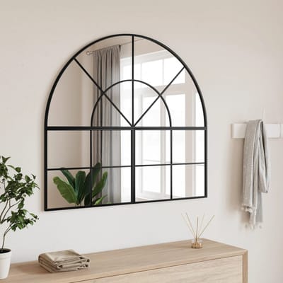 vidaXL - Wandspiegel - boog - 100x90 - cm - ijzer - zwart