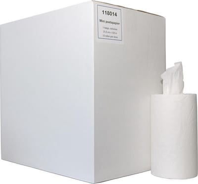 Mini rol Cellulose 1-laags 12 x 120 meter zonder koker